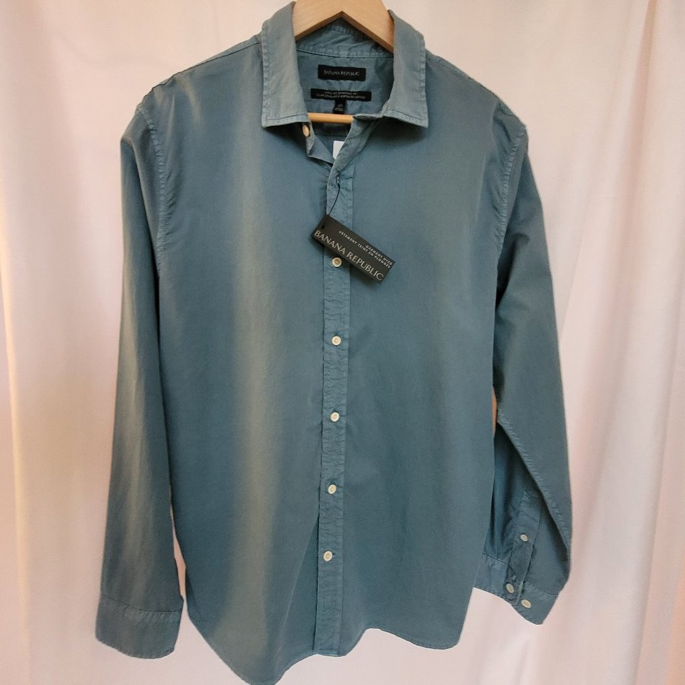 BANANA REPUBLIC Beautiful Teal Green 100% COTTON SHIRT - BRAND NEW - SIZ…